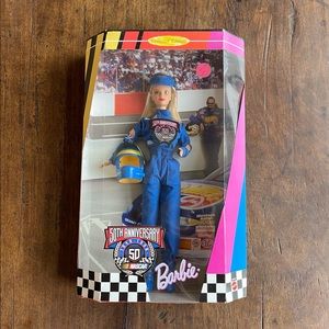 Nascar 50th Anniversary 1998 Barbie Doll With Racing Helmet NIB 20442